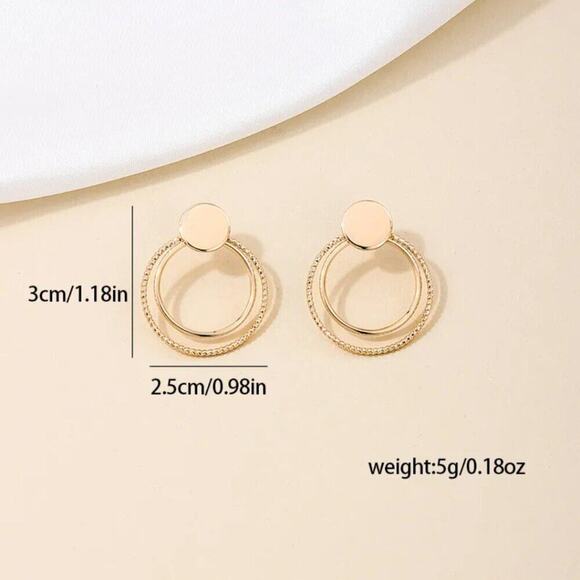 2/$30 NEW Boho Festival Double Circle Earrings Gold or Silver Post Stud 147 - Picture 9 of 13